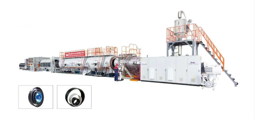 Large diameter solid wall pipe extrusion line